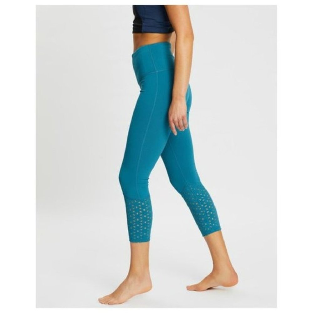 Gaiam Om Cora Teal High Waisted Laser Cut